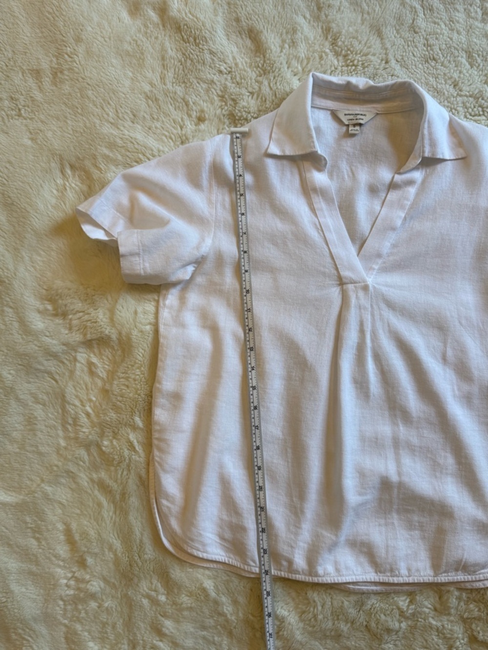 BANANA REPUBLIC WHITE LINEN BLEND RELAXED BUTTON DOWN SHIRT SMALL - Picture 7 of 7